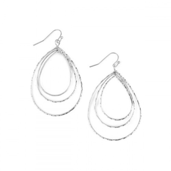 Teardrop Layered Hoop Earrings - Picture 2 of 2